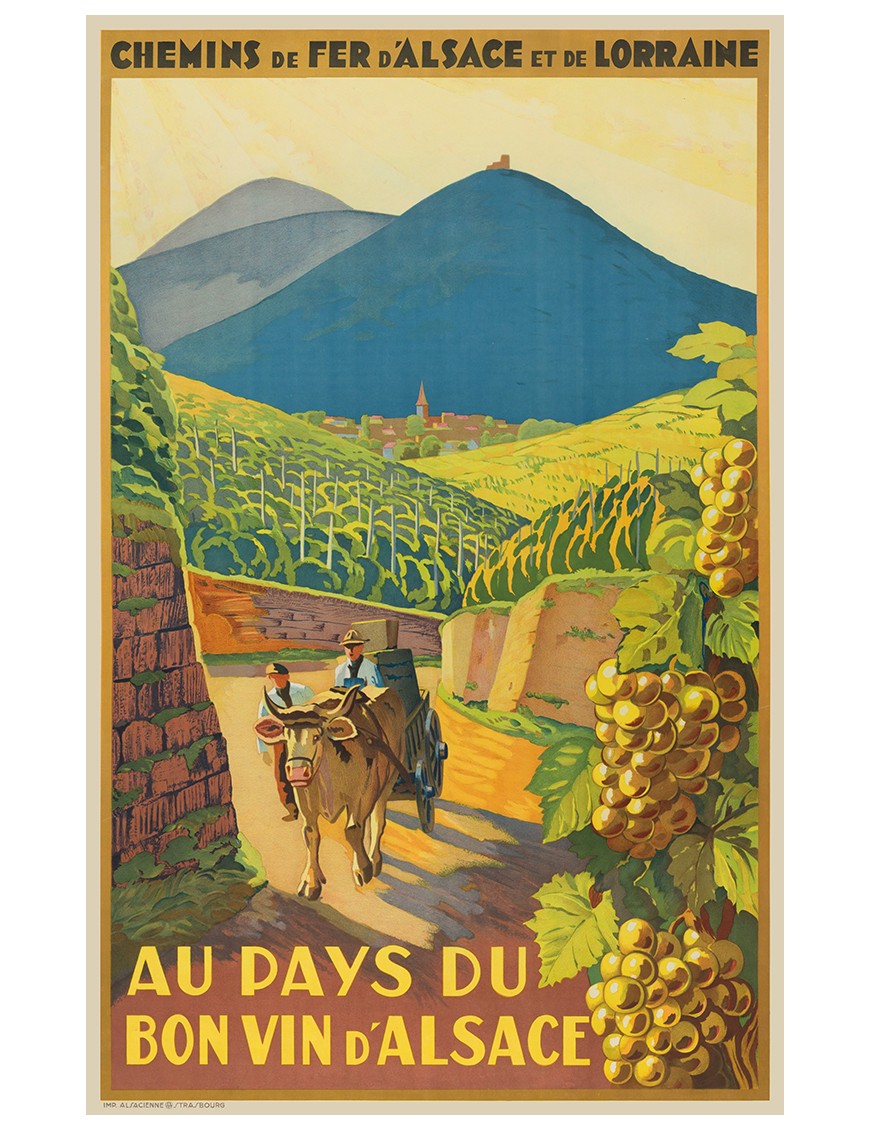 Affiche vintage – Bon vin d’Alsace – Chemins de fer d’Alsace et de Lorraine