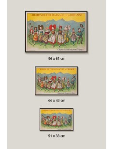 Affiche Châteaux et Costumes d’Alsace – trois formats disponibles comparés visuellement