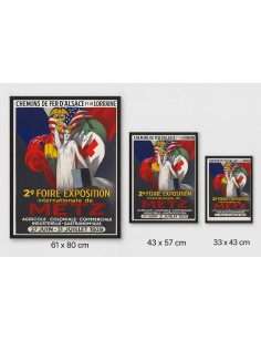 Comparatif des trois tailles de la reproduction d’affiche Foire internationale de Metz 1929
