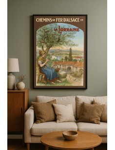 Affiche La Lorraine encadrée dans une décoration murale vintage