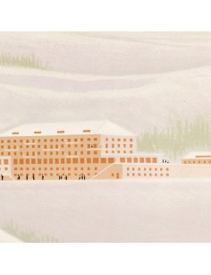 Détail de l’affiche – Hôtel de montagne au loin