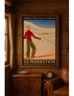 Affiche Le Markstein encadrée dans une décoration murale chaleureuse
