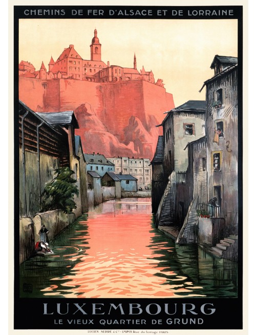Affiche vintage – Chemins de fer d’Alsace et de Lorraine – Luxembourg, quartier du Grund Affiche vintage – Chemins de fer d’Alsace et de Lorraine – Luxembourg, quartier du Grund