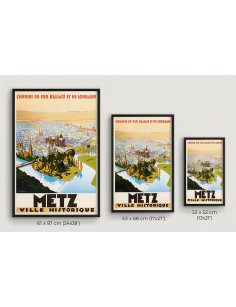 Affiche Metz cathédrale et pont – Formats 61x97, 43x68 et 33x52 cm