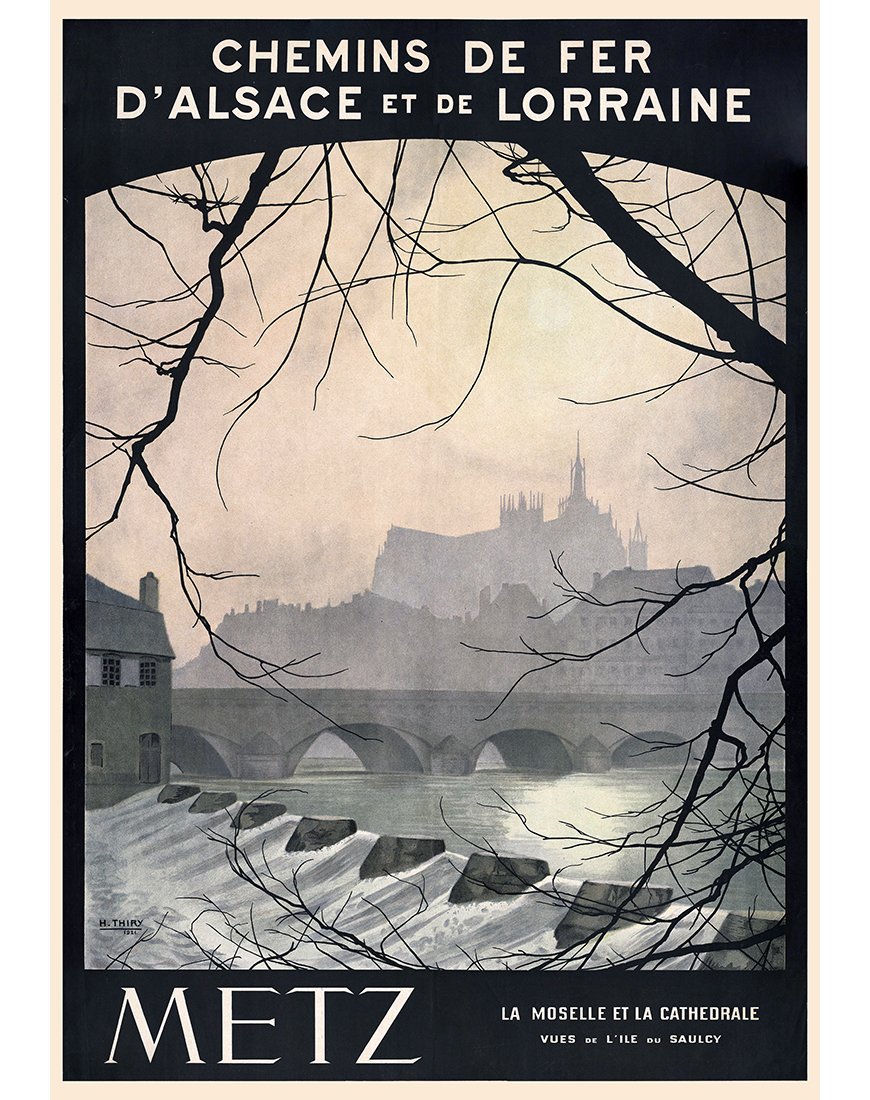 Affiche vintage – Metz, la Moselle et la cathédrale