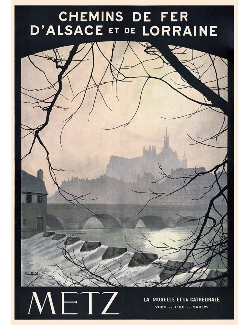 Affiche vintage – Metz, la Moselle et la cathédrale Affiche vintage – Metz, la Moselle et la cathédrale