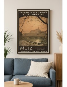 Affiche Metz encadrée dans une décoration murale élégante