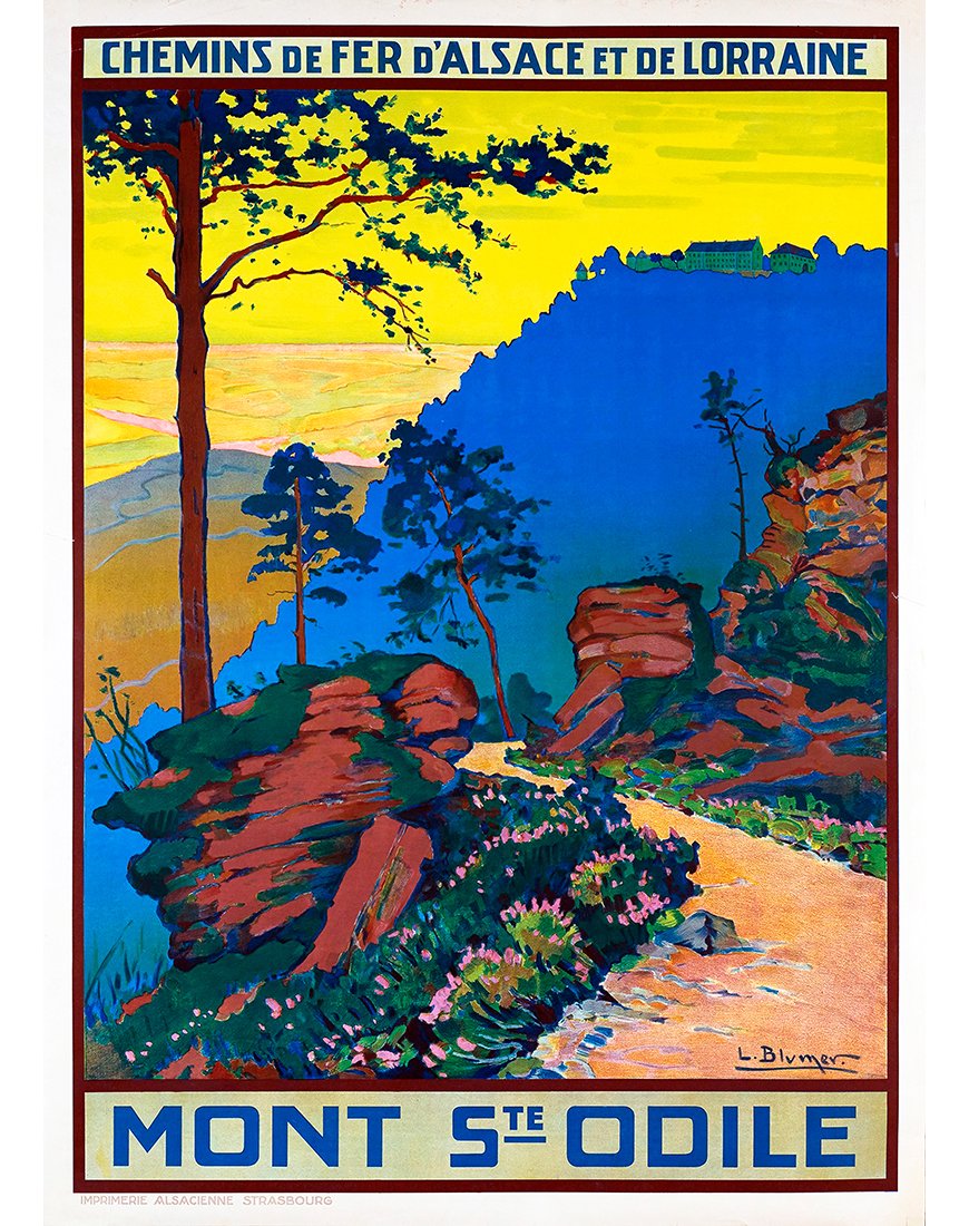 Affiche vintage – Mont Sainte-Odile, vue sur le monastère