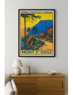 Affiche Mont Sainte-Odile encadrée dans un intérieur mural sobre