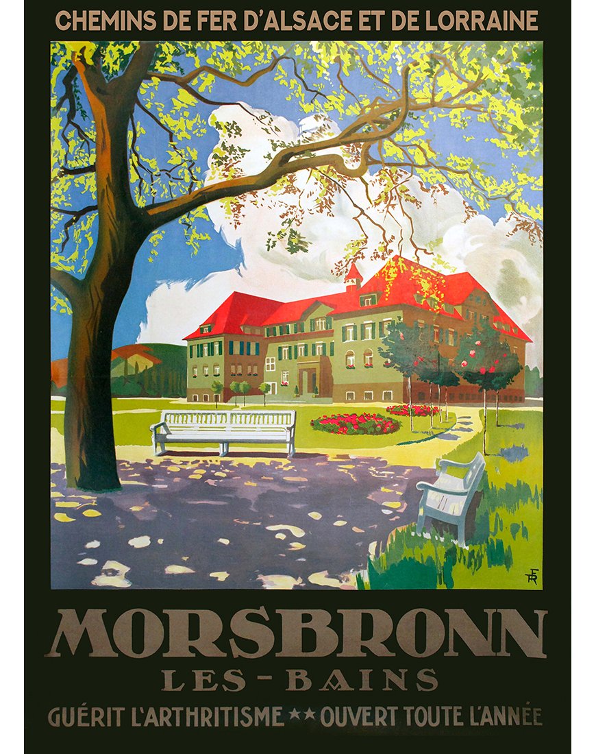 Affiche vintage – Morsbronn-les-Bains, cure thermale au parc