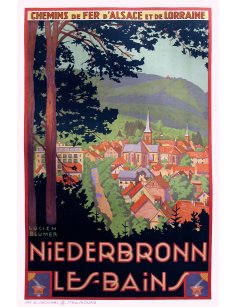 Affiche vintage – Niederbronn-les-Bains, vue sur la ville thermale