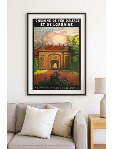 Affiche Phalsbourg encadrée dans un intérieur moderne et lumineux