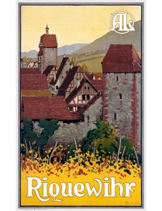 Affiche vintage – Riquewihr, village alsacien et vignobles