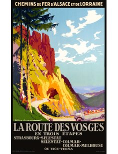 Affiche vintage – Route des Vosges entre Strasbourg, Colmar et Mulhouse