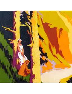 Détail de l’affiche – Couple de promeneurs sous un sapin