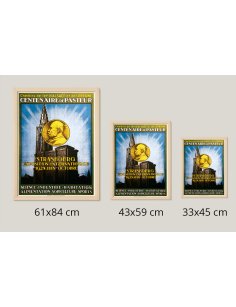 Affiche Chemins de fer d’Alsace Centenaire Pasteur Strasbourg 1923 disponible en 3 tailles différentes