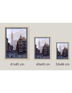 Affiche Chemins de fer d’Alsace Strasbourg rue animée disponible en 3 tailles différentes