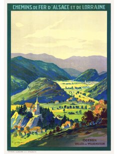 Affiche vintage Chemins de fer d’Alsace Oderen vallée de Wildenstein