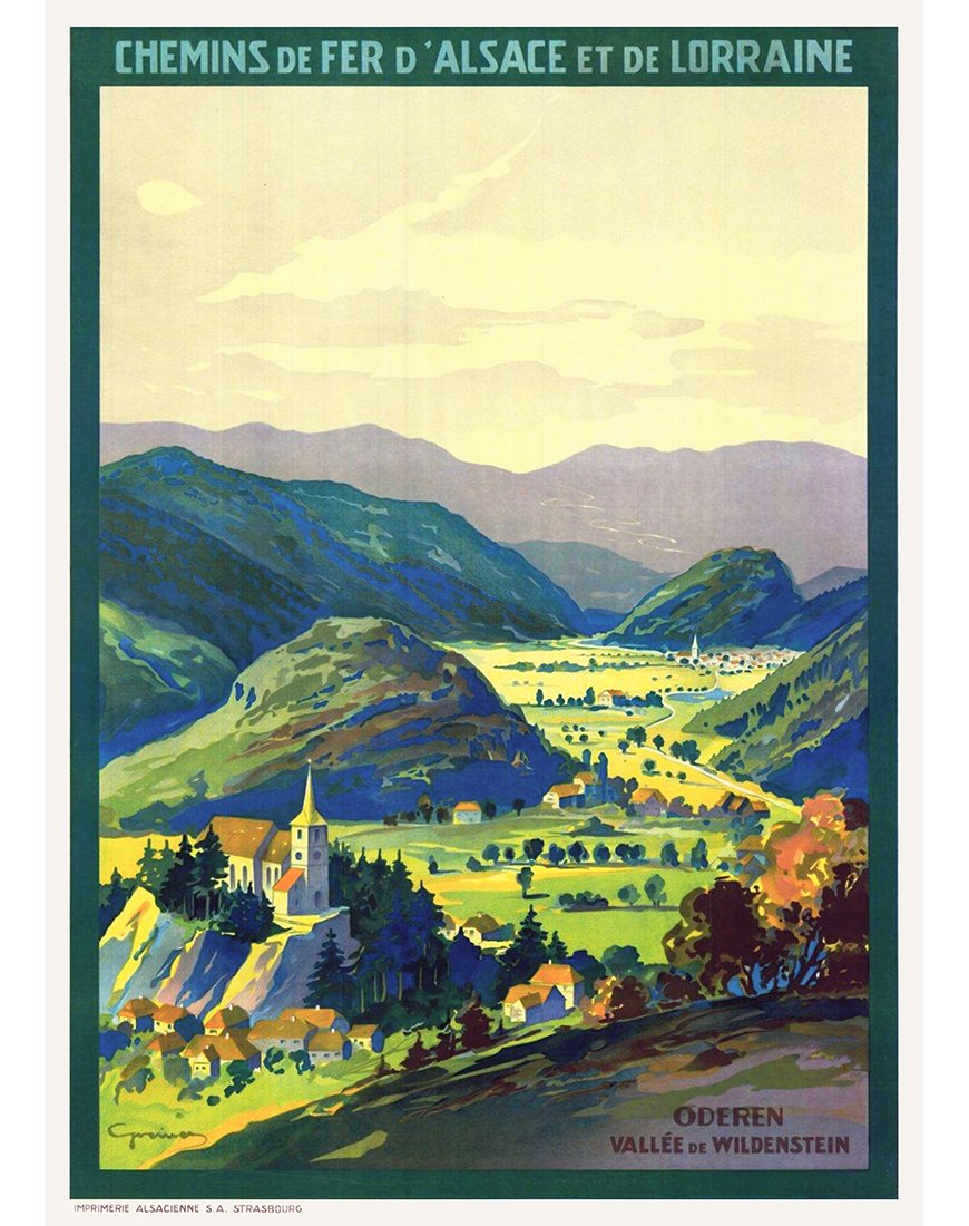 Affiche vintage Chemins de fer d’Alsace Oderen vallée de Wildenstein