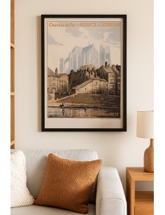 Affiche vintage Le Vieux Metz en situation décorative
