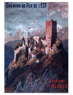 Affiche vintage Chemins de fer de l’Est château Saint-Ulrich en Alsace