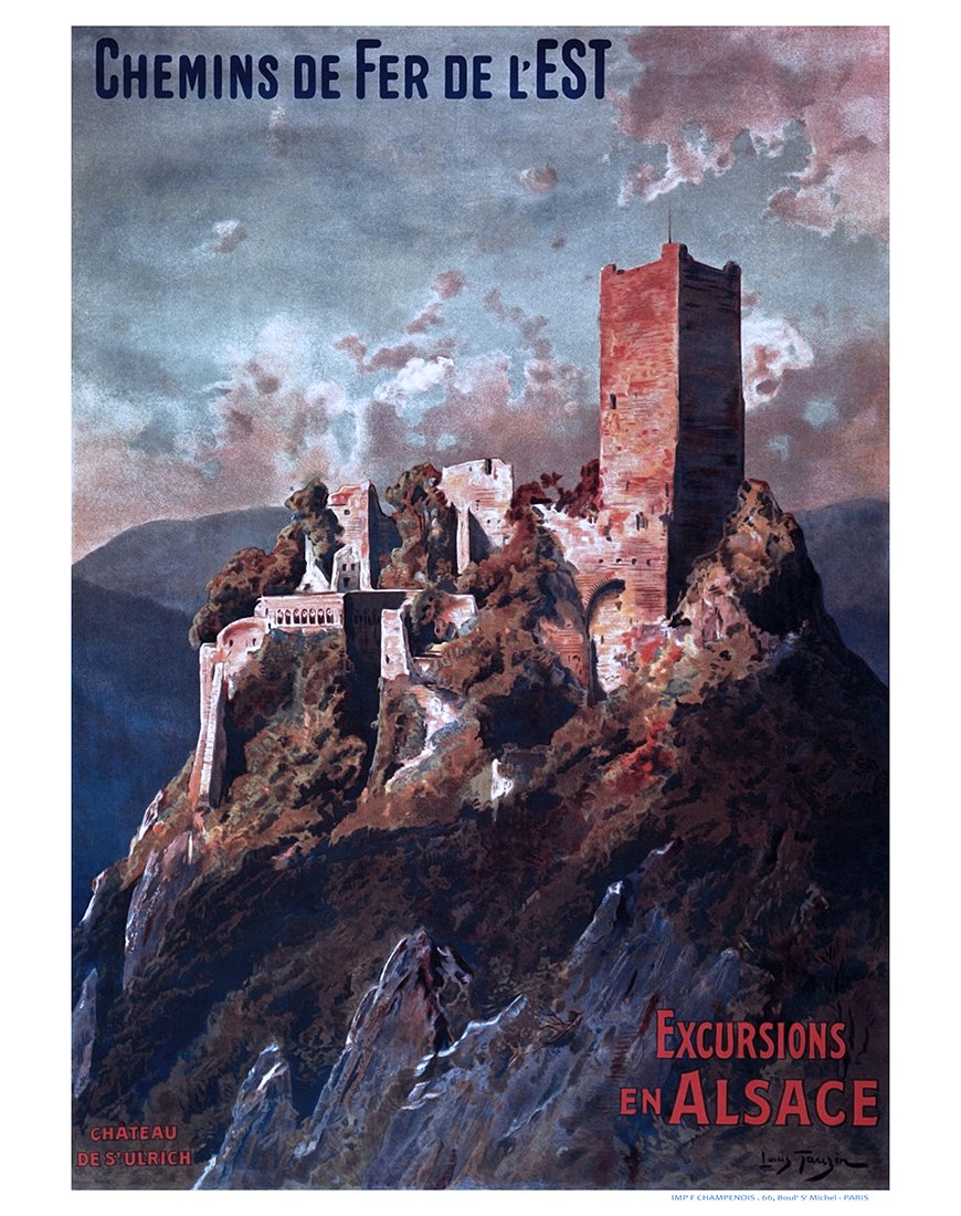 Affiche vintage Chemins de fer de l’Est château Saint-Ulrich en Alsace
