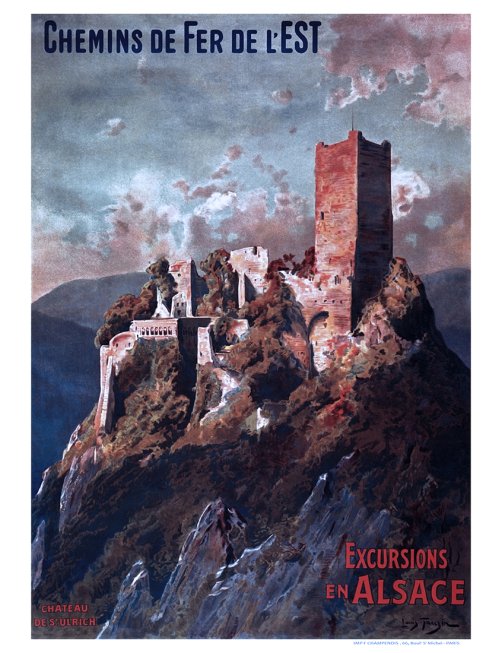 Affiche vintage Chemins de fer de l’Est château Saint-Ulrich en Alsace