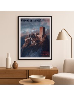 Affiche vintage château Saint-Ulrich en situation décorative